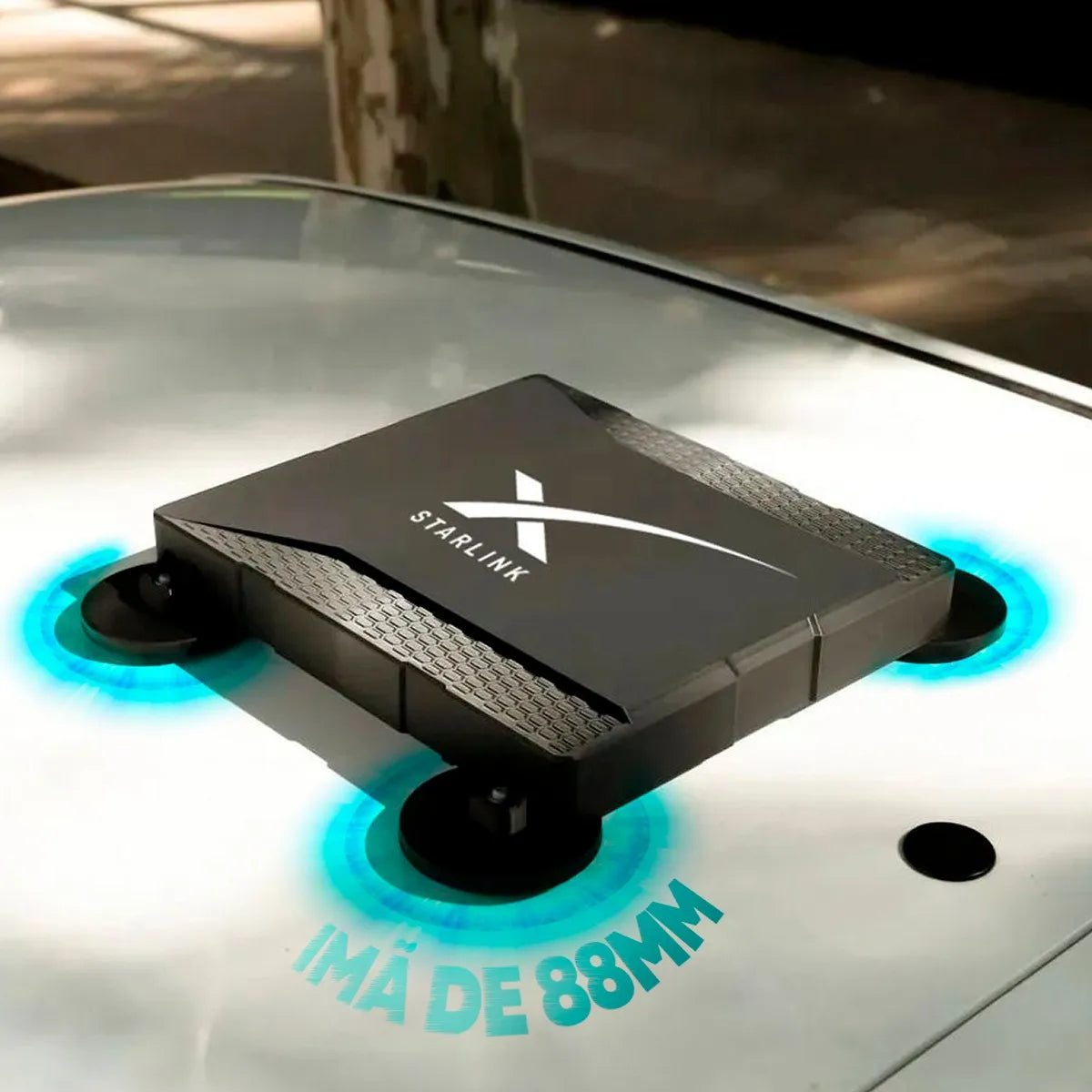 Case Starlink Mini Veícular Fechado Ímã 88mm Teto Carro Preto