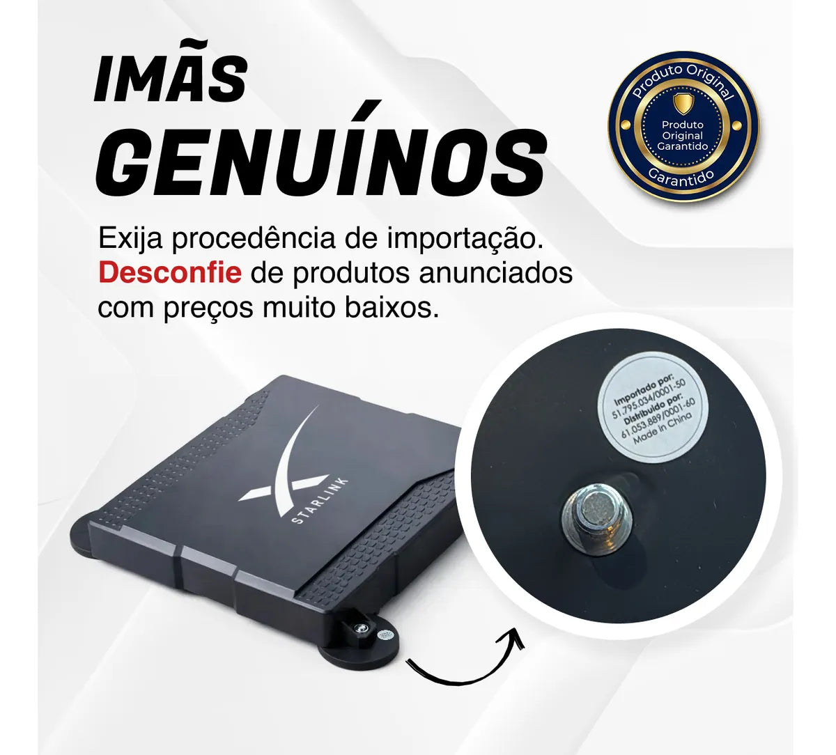 Case Starlink Mini Veícular Fechado Ímã 88mm Teto Carro Preto