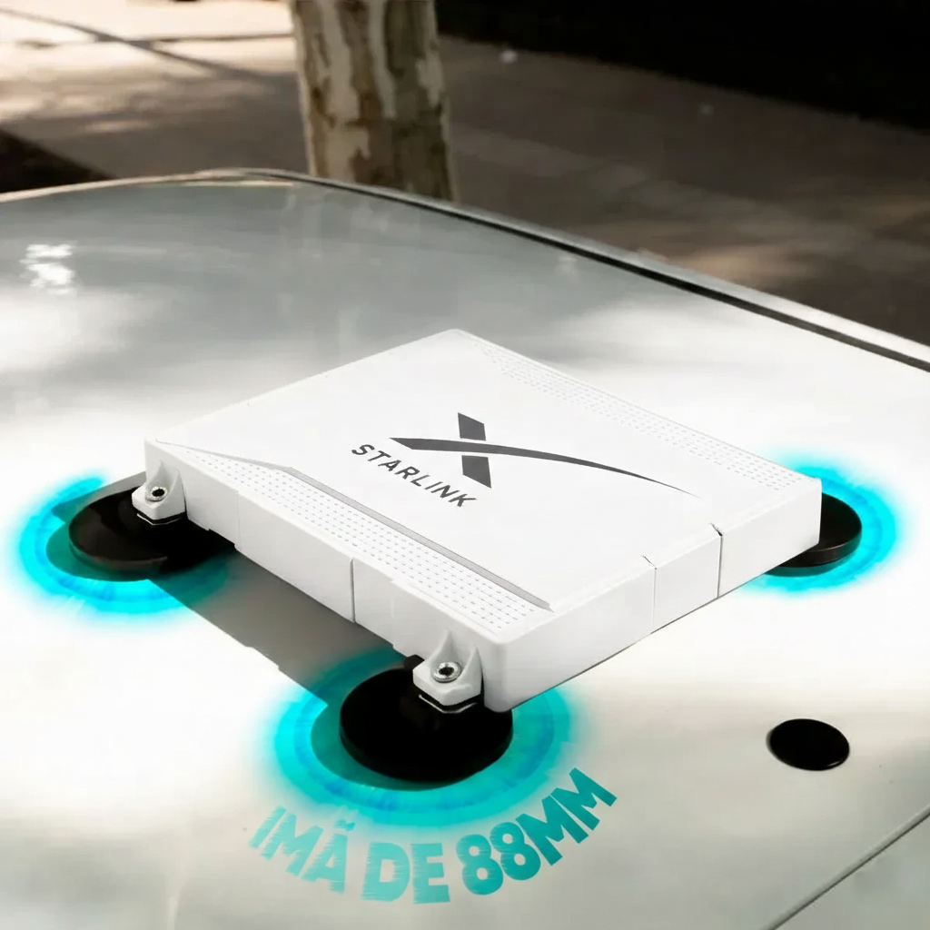 Case Starlink Mini Veícular Fechado Ímã 88mm Teto Carro Branco