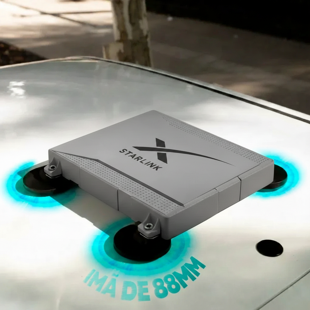 Case Starlink Mini Veícular Fechado Ímã 88mm Teto Carro Cinza